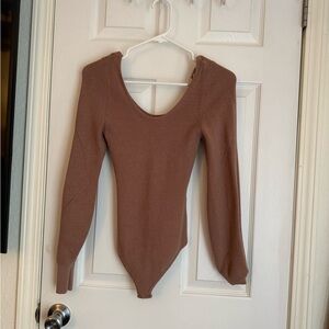 Abercrombie & Fitch Brown Fitted Long Sleeve Bodysuit